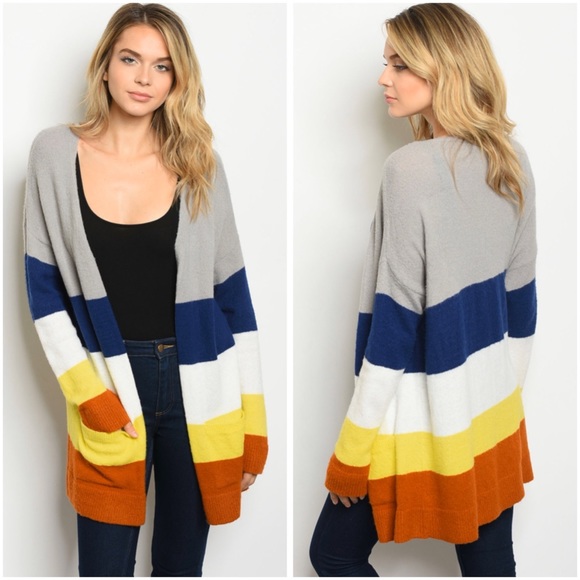 🆕Colorblock cardigan with pockets - Picture 1 of 5